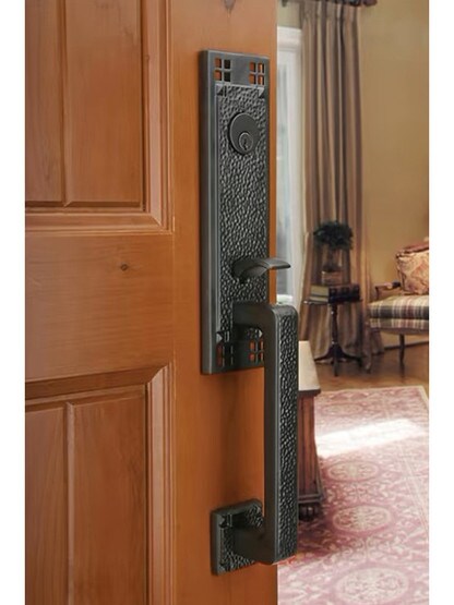 Arts & Crafts Style Tubular Handleset with Choice Of Interior Knob Or Lever
