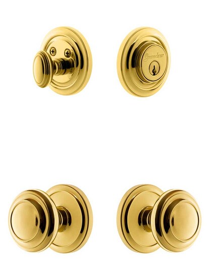 Grandeur Circulaire Entry Door Set, Keyed Alike with Circulaire Knobs in PVD.