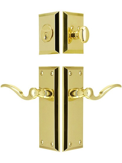 Grandeur Fifth Avenue Entry Set, Keyed Alike with Bellagio Levers in PVD.