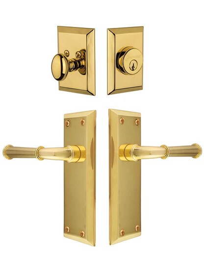 Grandeur Fifth-Avenue Entry Door Set, Keyed Alike with Georgetown Levers in PVD.