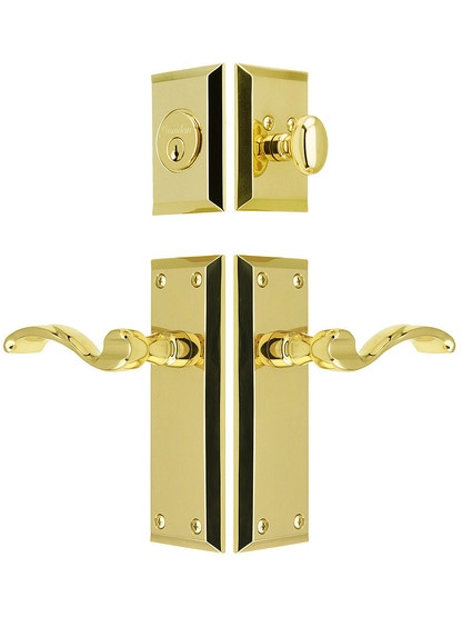 Grandeur Fifth Avenue Entry Set, Keyed Alike with Portofino Levers in PVD.