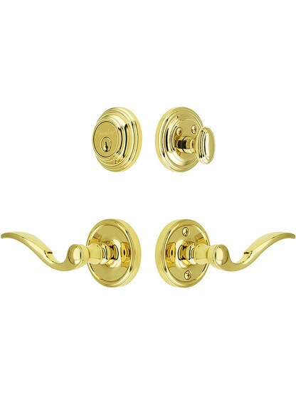 Grandeur Georgetown Entry Door Set, Keyed Alike with Bellagio Levers Left Handed in PVD.