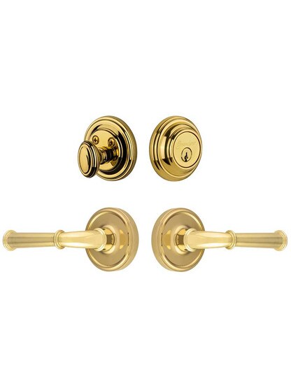 Grandeur Georgetown Entry Door Set, Keyed Alike with Georgetown Levers Left Handed in PVD.