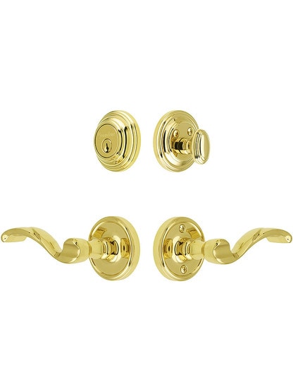Grandeur Georgetown Entry Door Set, Keyed Alike with Portofino Levers Left Handed in PVD.