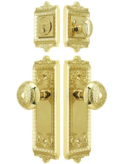 Grandeur Windsor Entry Door Set, Keyed Alike with Windsor Knobs in PVD.