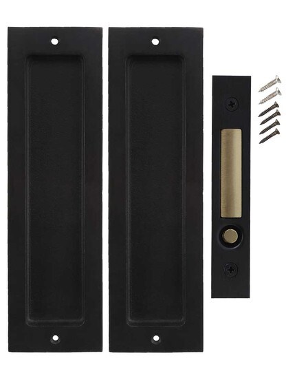 Alternate View of Solid Bronze Pocket-Door Mortise Set with Rectangular Pulls.