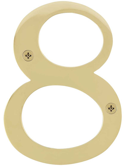 Alternate View of Premium Brass House Numbers - 4 inch Height.