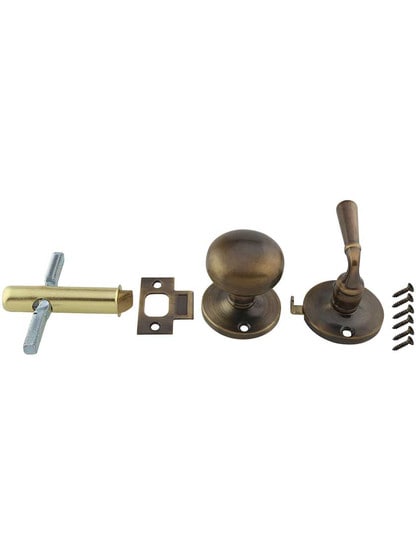 Alternate View 2 of Classic Rosette Screen Door Latch Set in Antique-By-Hand.