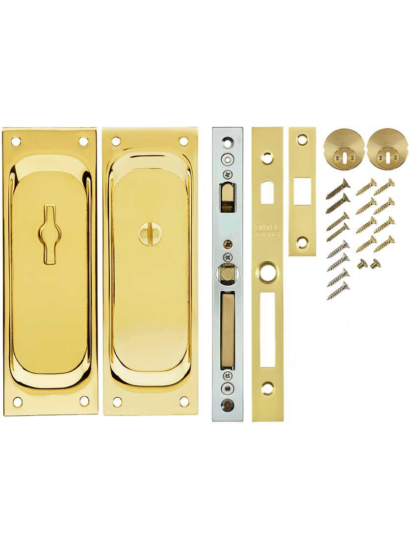 Alternate View of Pocket Door Mortise Lock Set With Rectangular Pulls.