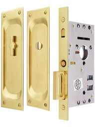 Privacy Pocket Door Mortise Lock Set With Rectangular Pulls