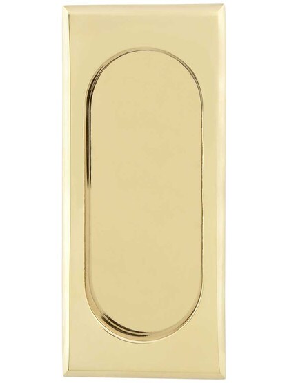 Alternate View of 4 inch Solid Brass Rectangular Pocket-Door Flush Pull.
