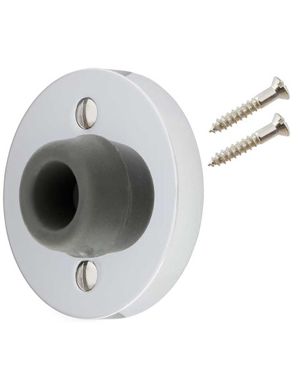 Wall-Mount Door Stop with Disc Rosette and Rubber Bumper