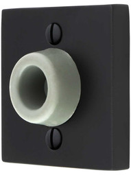Wall-Mount Door Stop with Square Rosette and Rubber Bumper.