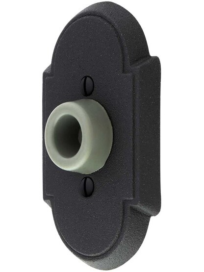 Wrought-Steel Wall-Mount Door Stop with Arched Rosette and Rubber Bumper