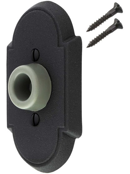 Alternate View 3 of Wrought-Steel Wall-Mount Door Stop with Arched Rosette and Rubber Bumper.