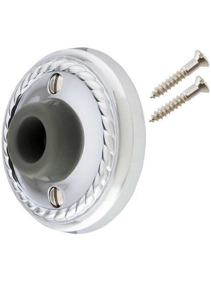 Alternate View 3 of Wall-Mount Door Stop with Rope Rosette and Rubber Bumper.