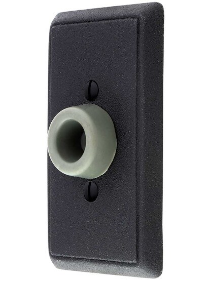 Wrought Steel Wall-Mount Door Stop with Providence Rosette and Rubber Bumper