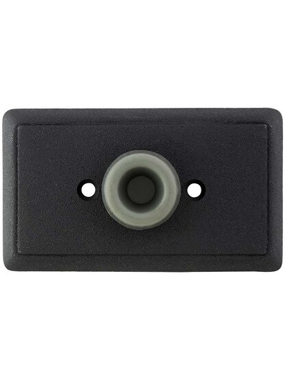 Alternate View of Wrought Steel Wall-Mount Door Stop with Providence Rosette and Rubber Bumper.