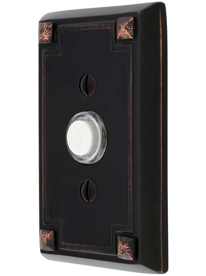 Alternate View of Doorbell Button with Arts and Crafts Rosette.