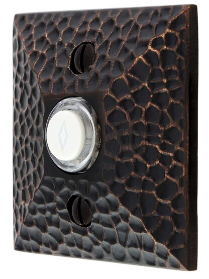 Alternate View of Doorbell Button with Hammered Surface Rosette.