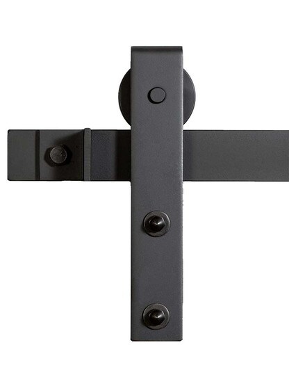 Square-End Single Barn Door Flat-Track Hanging Kit in Black.