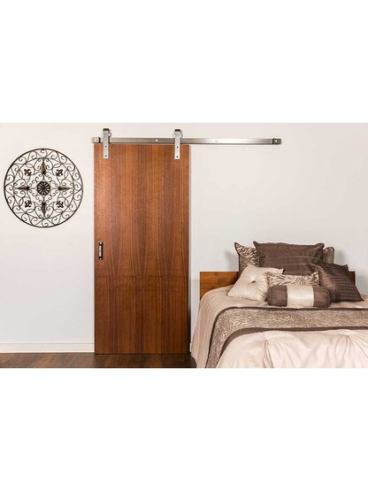 Alternate View 6 of Square-End Single Barn Door Flat-Track Hanging Kit in Black.