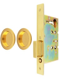 Premium Pocket-Door Mortise Lock Set with Round Pulls.
