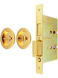 Premium Privacy Pocket-Door Mortise Lock Set with Round Pulls