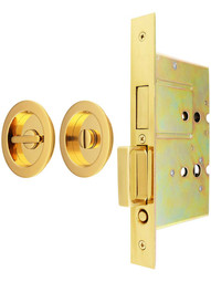 Premium Privacy Pocket-Door Mortise Lock Set with Round Pulls