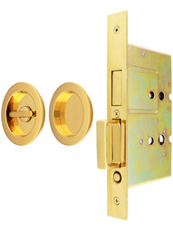 Premium Patio Pocket-Door Mortise Lock Set with Round Pulls.