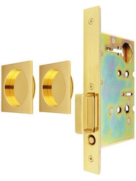 Premium Passage Pocket-Door Mortise Lock Set with Square Pulls