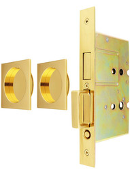 Premium Dummy Pocket-Door Mortise Lock Set with Square Pulls.