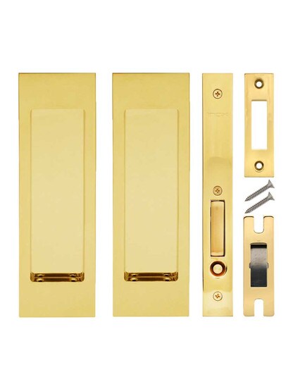 Alternate ViewPNG of Premium Pocket-Door Mortise Lock Set with Rectangular Pulls.
