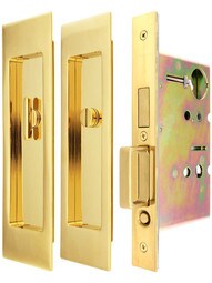 Premium Privacy Pocket-Door Mortise Lock Set with Rectangular Pulls