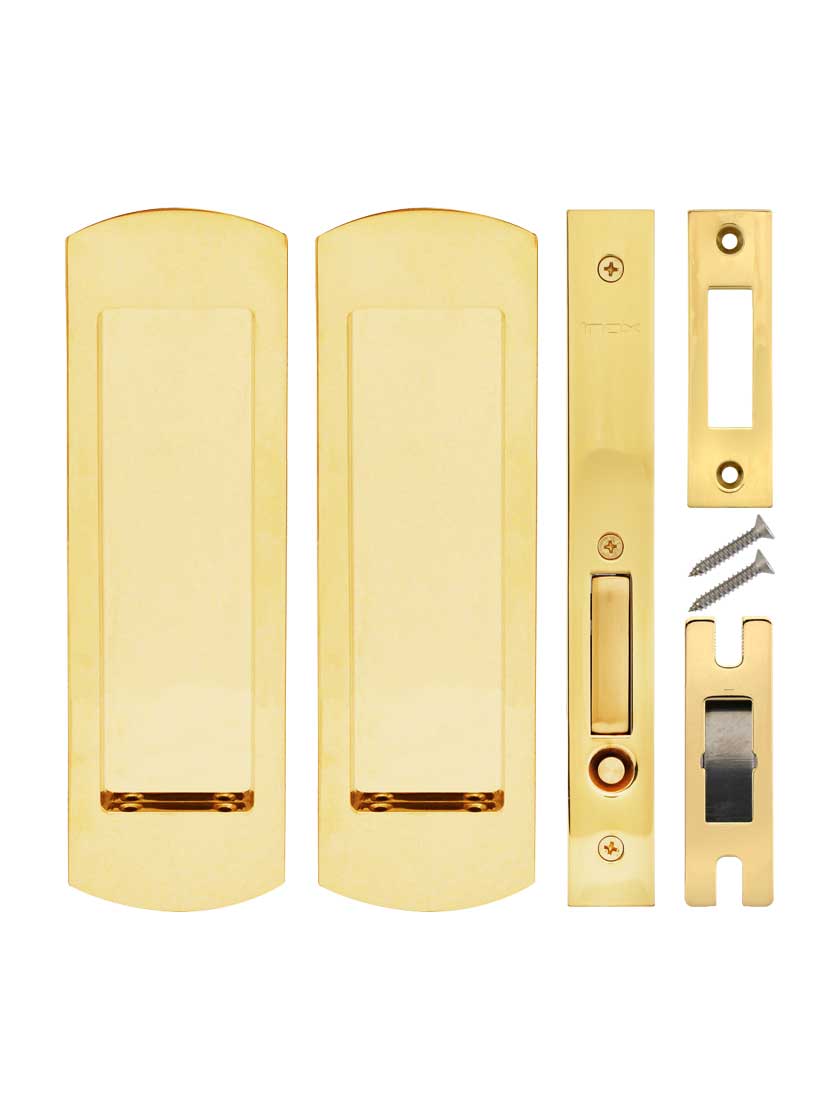 Alternate View of Premium Pocket-Door Mortise Lock Set with Rounded Pulls.