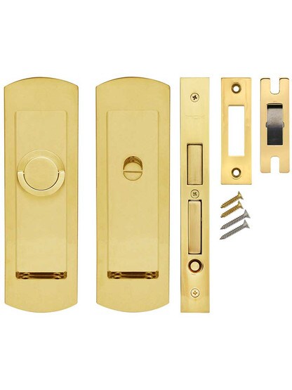 Alternate View of Premium Pocket-Door Mortise Lock Set with Rounded Pulls.