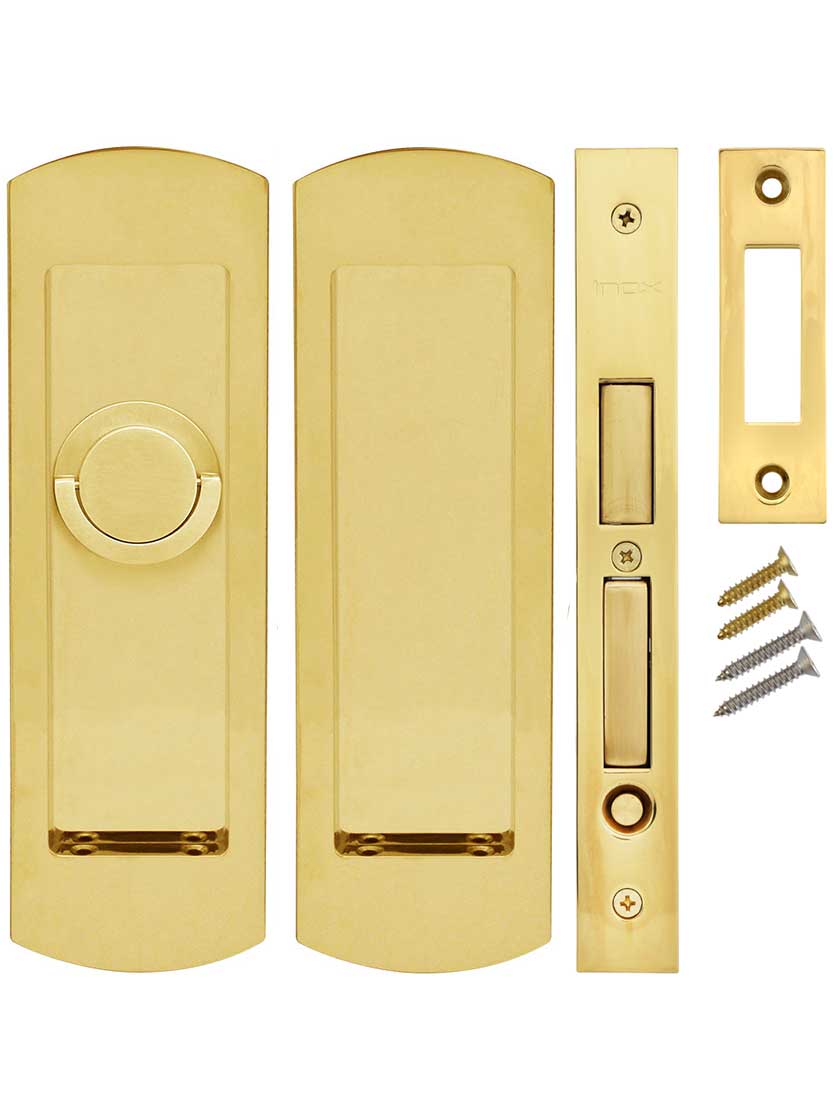 Premium Patio Pocket-door Mortise Lock set with Rounded Pulls