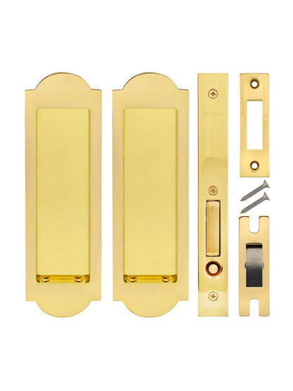 Alternate View of Premium Pocket-Door Mortise Lock Set with Arched Pulls.