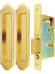 Premium Pocket-Door Mortise Lock Set with Arched Pulls.