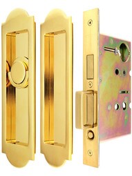 Premium Patio Pocket-door Mortise Lock set with Arched Pulls.