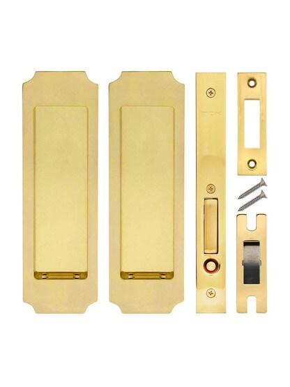 Alternate View of Premium Pocket-Door Mortise Lock Set with Chamfered Corner Pulls.