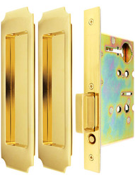 Premium Passage Pocket-Door Mortise Lock Set with Chamfered Corner Pulls