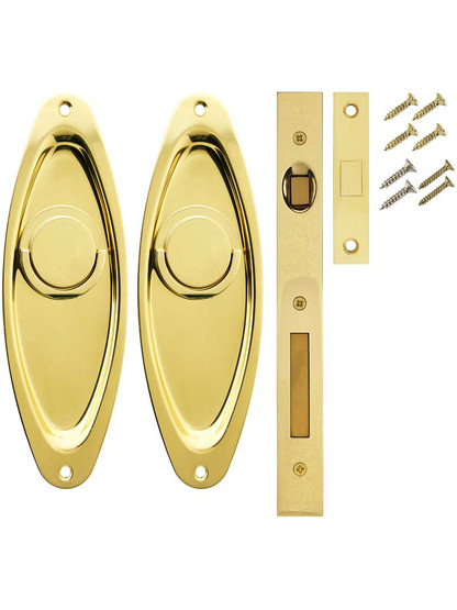 Moreland Passage Pocket Door Mortise Lock Set with Oval Pulls