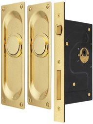 Bryn Mawr Passage Pocket Door Mortise Lock Set with Rectangular Pulls