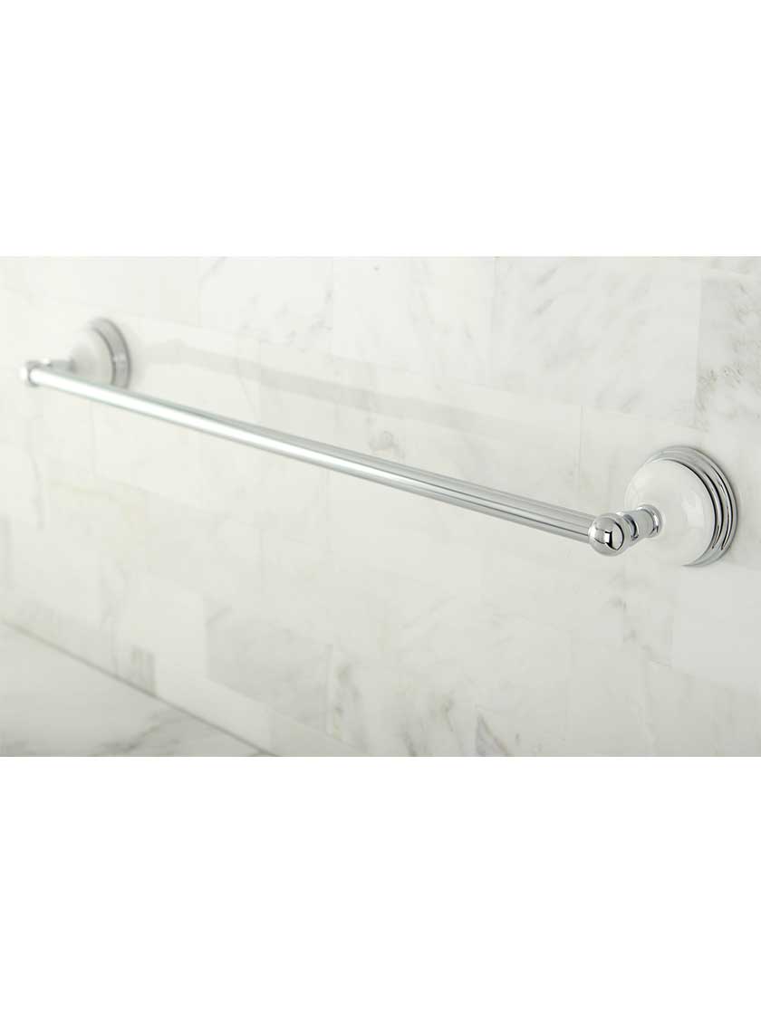 24" Cumberland Towel Bar with Brass and White Porcelain Rosettes