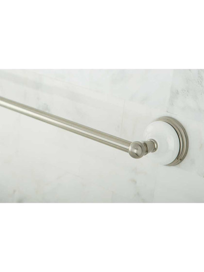 Alternate View 2 of 24 inch Cumberland Towel Bar with Brass and White Porcelain Rosettes.
