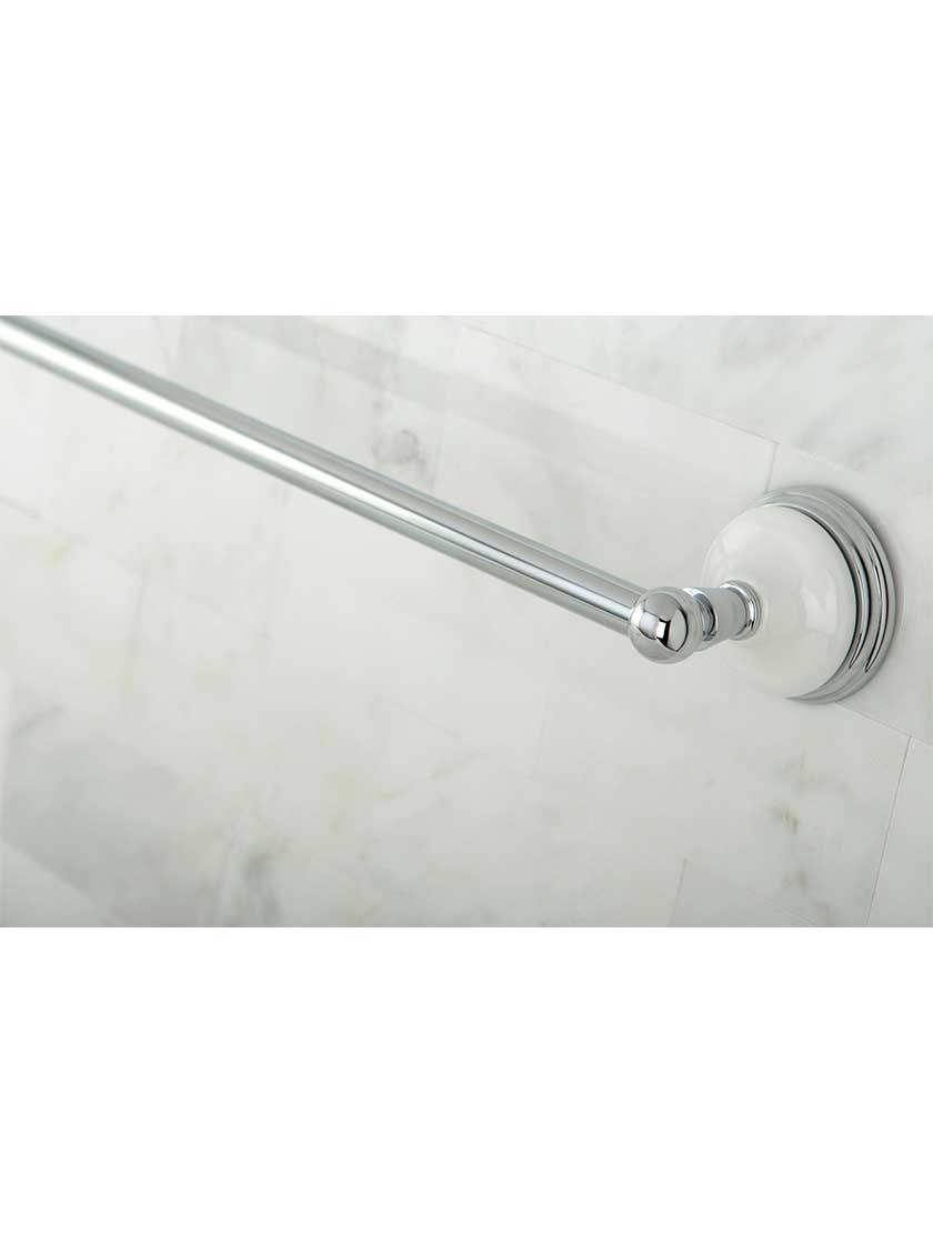 24" Cumberland Towel Bar with Brass and White Porcelain Rosettes