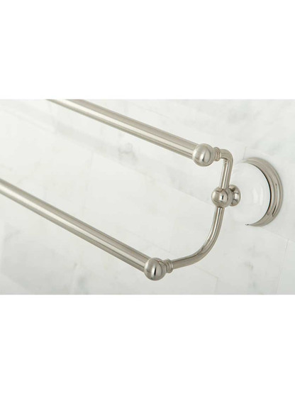 24" Cumberland Dual Towel Bar with Brass and White Porcelain Rosettes
