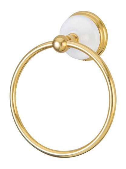 Cumberland 6inch Towel Ring with Brass and White Porcelain Rosette.