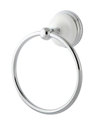 Cumberland 6 inch Towel Ring with Brass and White Porcelain Rosette.